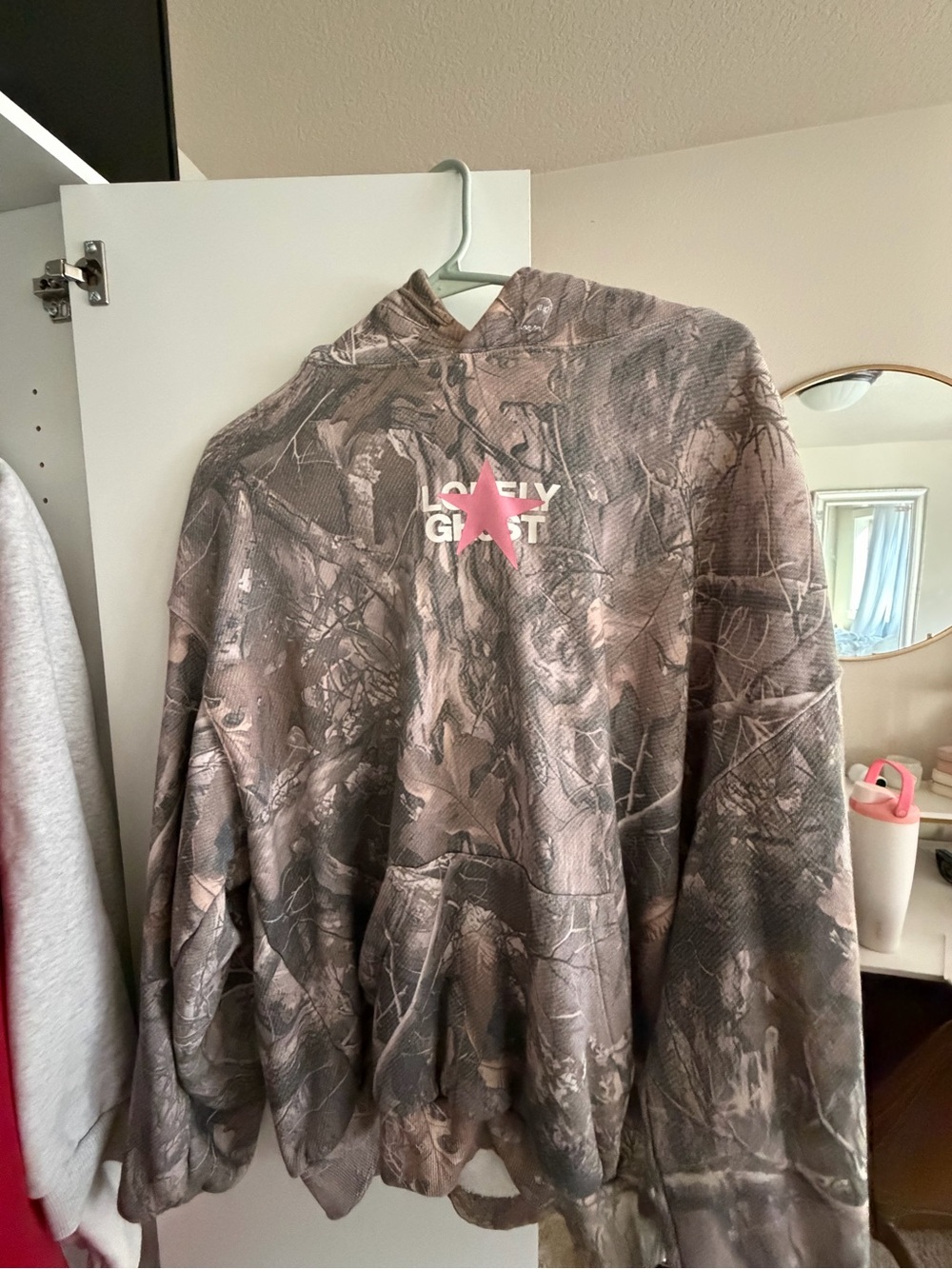 LONELY GHOST Camo Crewneck with Pink Star